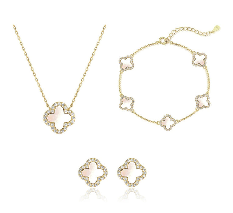Gold Pearl Clover Set