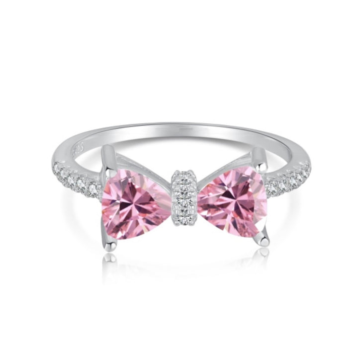 Sterling Silver Pink Bow Ring