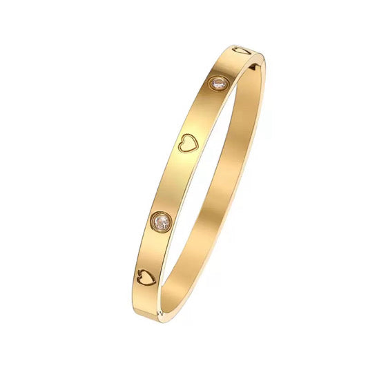 Gold Classic Heart Bangle