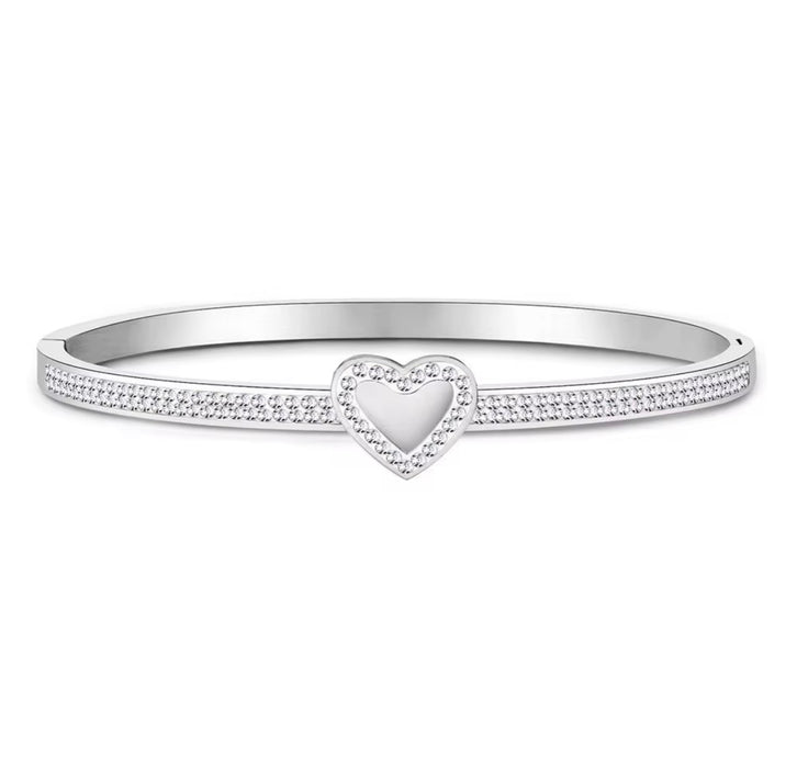 Silver Heart Bangle