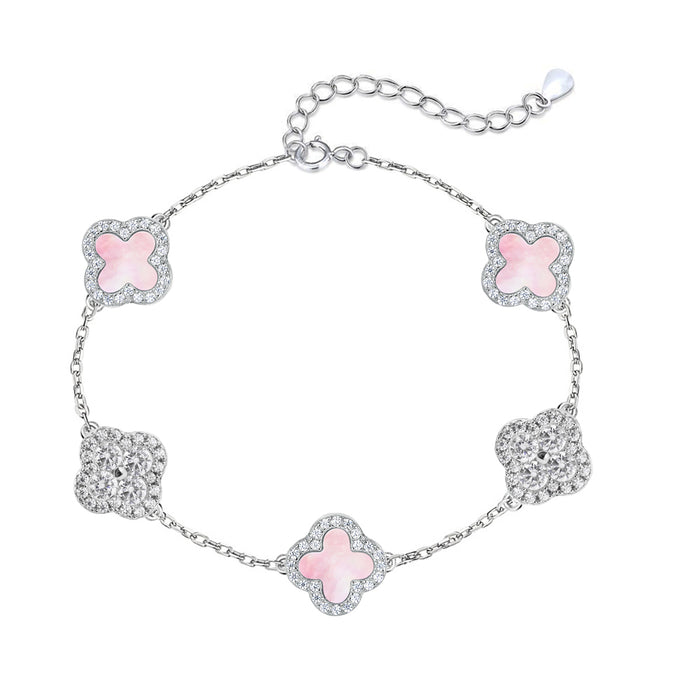 Pink & Silver Clover Bracelet