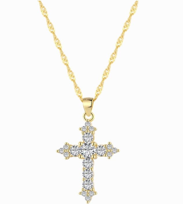 Gold Mini Luxe Cross Necklace