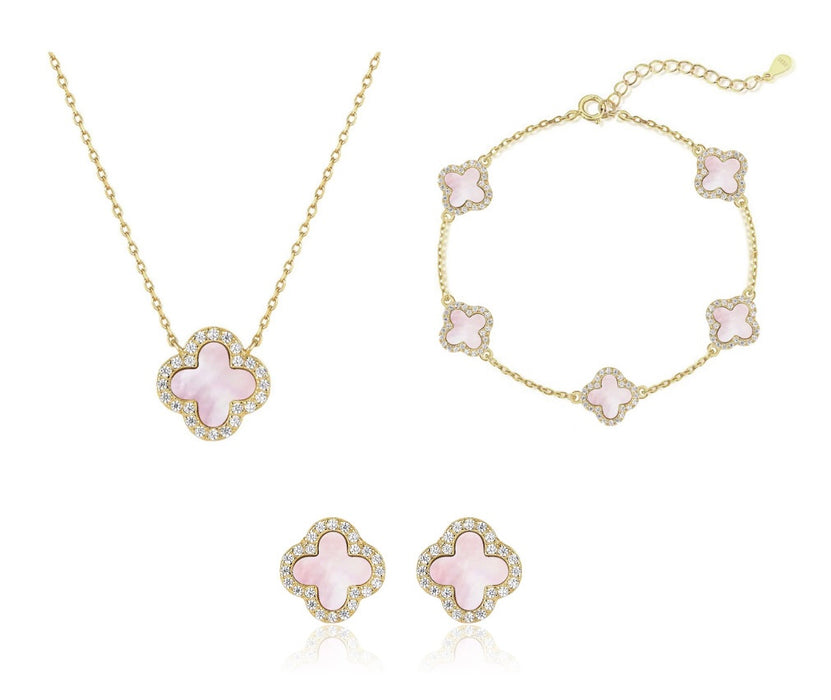 Gold Pink Clover Set