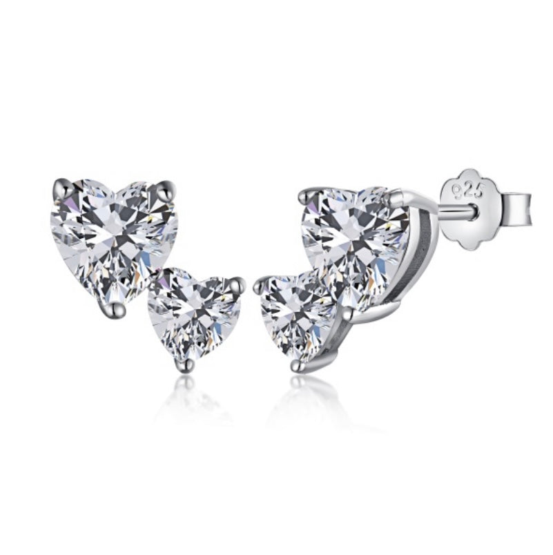 Sterling silver Double heart earrings