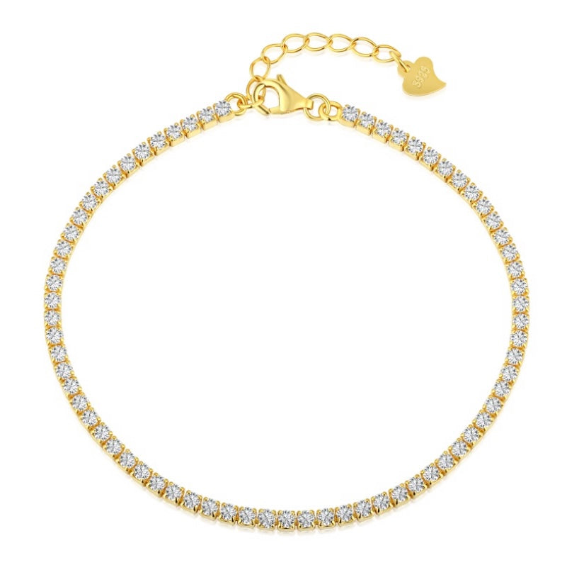 Sterling Silver Tennis Bracelet/Anklet Gold