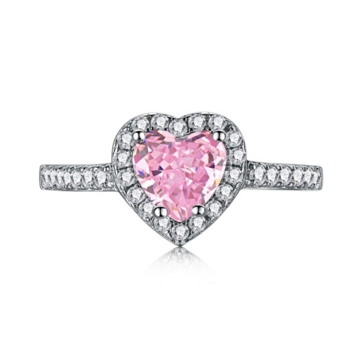 Sterling Silver Pink Heart Ring